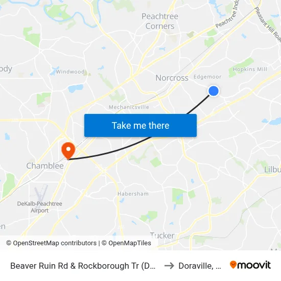 Beaver Ruin Rd & Rockborough Tr (Dmv) to Doraville, GA map