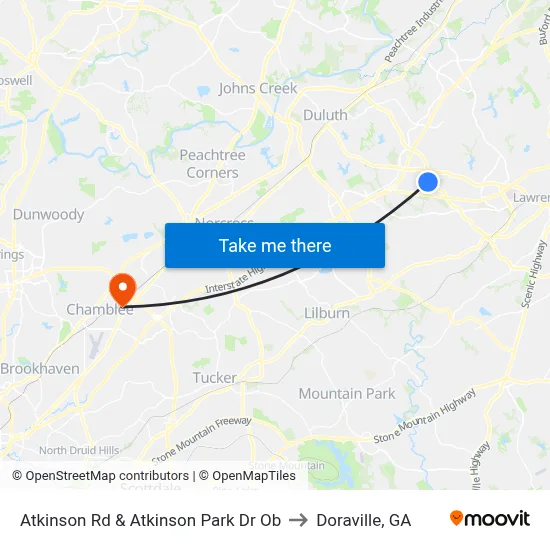 Atkinson Rd & Atkinson Park Dr Ob to Doraville, GA map