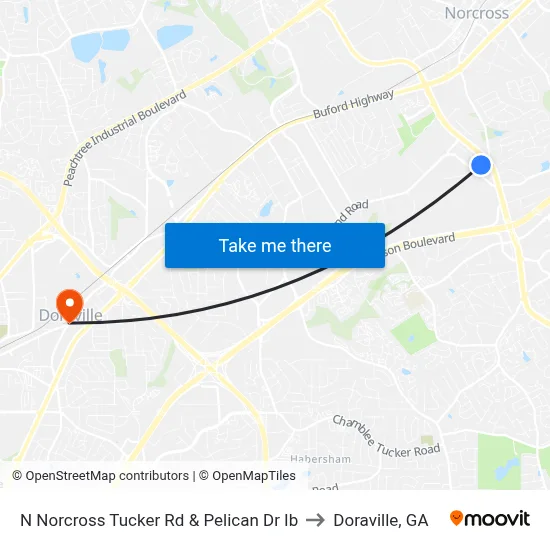 N Norcross Tucker Rd & Pelican Dr Ib to Doraville, GA map