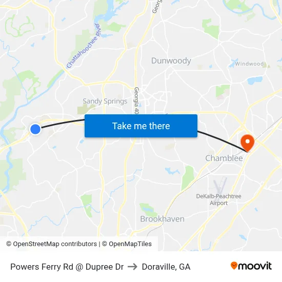 Powers Ferry Rd @ Dupree Dr to Doraville, GA map