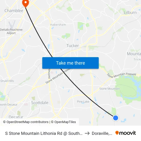 S Stone Mountain Lithonia Rd @ Southland Dr to Doraville, GA map