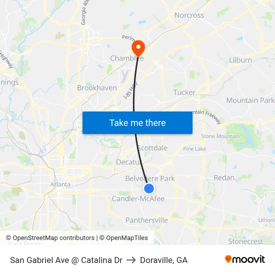 San Gabriel Ave @ Catalina Dr to Doraville, GA map