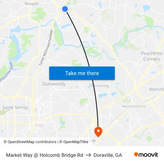 Market Way @ Holcomb Bridge Rd to Doraville, GA map