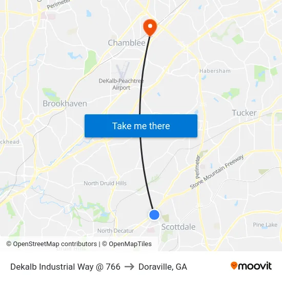 Dekalb Industrial Way @ 766 to Doraville, GA map