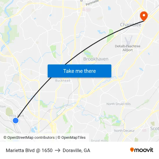 Marietta Blvd @ 1650 to Doraville, GA map