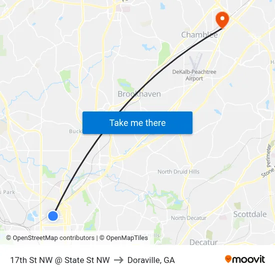 17th St NW @ State St NW to Doraville, GA map