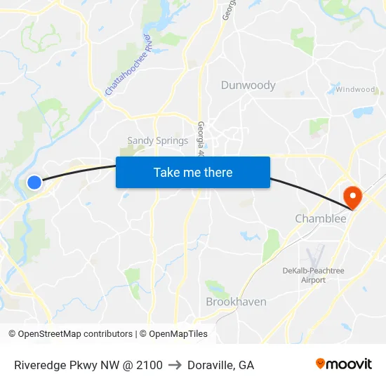 Riveredge Pkwy NW @ 2100 to Doraville, GA map