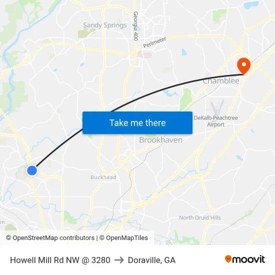 Howell Mill Rd NW @ 3280 to Doraville, GA map