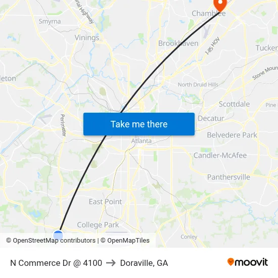N Commerce Dr @ 4100 to Doraville, GA map