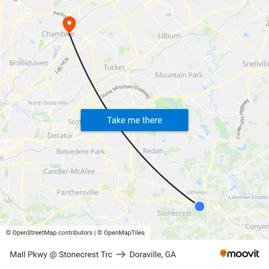 Mall Pkwy @ Stonecrest Trc to Doraville, GA map