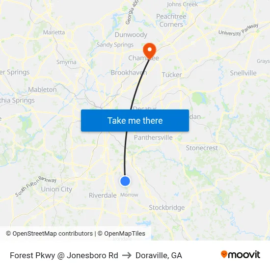 Forest Pkwy @ Jonesboro Rd to Doraville, GA map