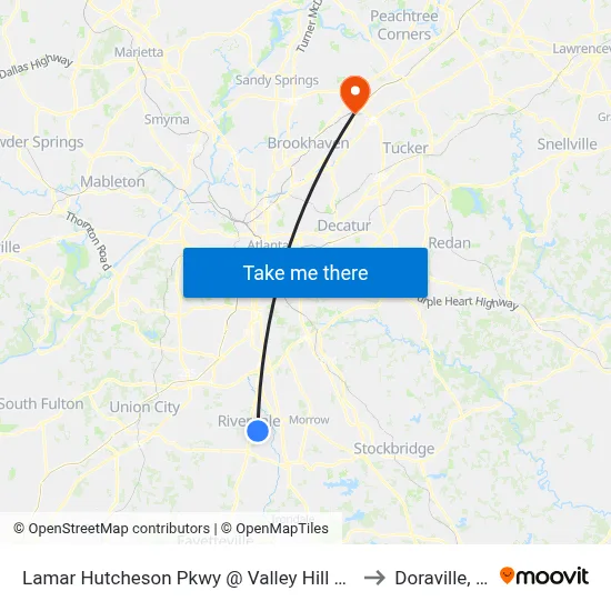 Lamar Hutcheson Pkwy @ Valley Hill Rd SW to Doraville, GA map
