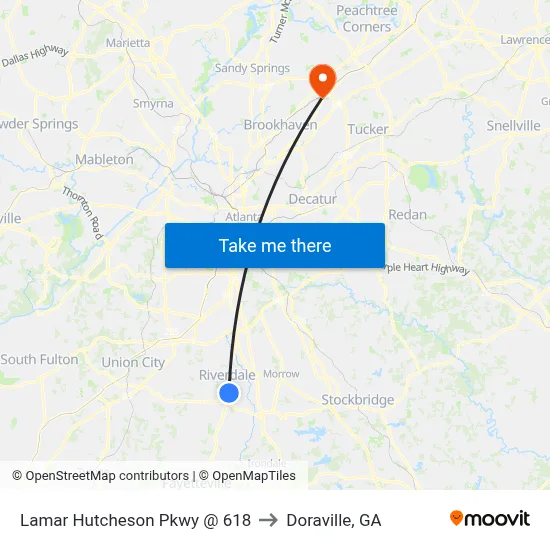 Lamar Hutcheson Pkwy @ 618 to Doraville, GA map