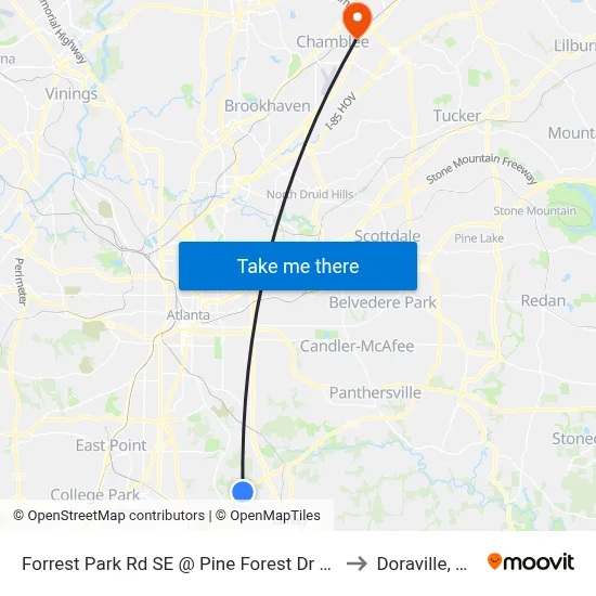 Forrest Park Rd SE @ Pine Forest Dr SE to Doraville, GA map