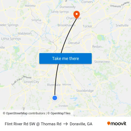 Flint River Rd SW @ Thomas Rd to Doraville, GA map