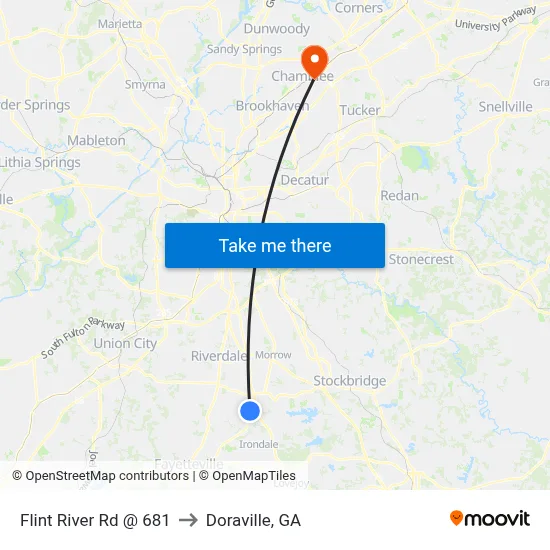 Flint River Rd @ 681 to Doraville, GA map