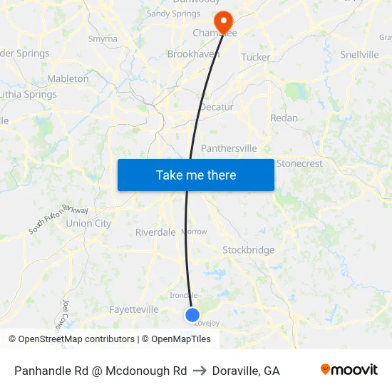 Panhandle Rd @ Mcdonough Rd to Doraville, GA map