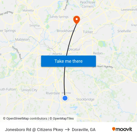Jonesboro Rd @ Citizens Pkwy to Doraville, GA map