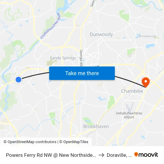 Powers Ferry Rd NW @ New Northside Dr NW to Doraville, GA map