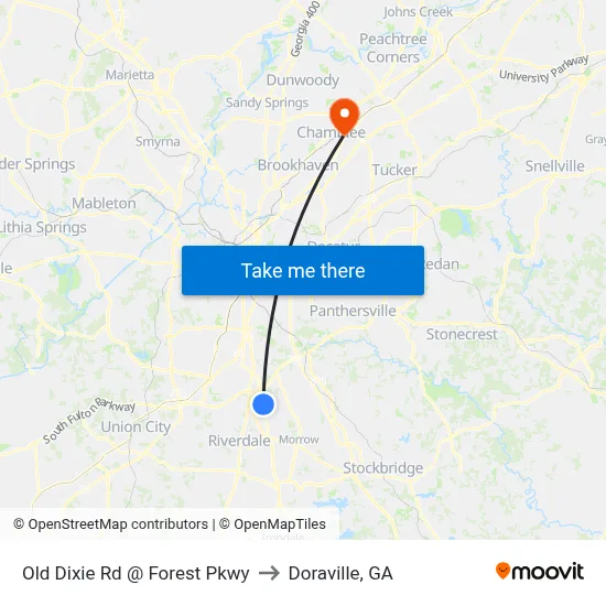 Old Dixie Rd @ Forest Pkwy to Doraville, GA map