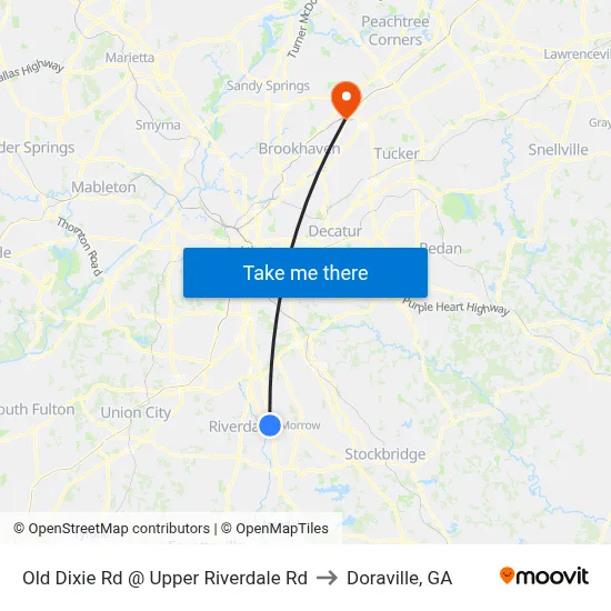 Old Dixie Rd @ Upper Riverdale Rd to Doraville, GA map