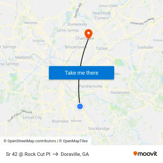 Sr 42 @ Rock Cut Pl to Doraville, GA map