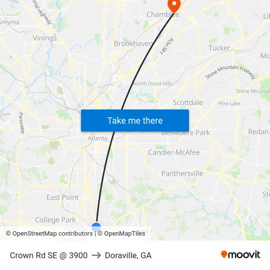 Crown Rd SE @ 3900 to Doraville, GA map