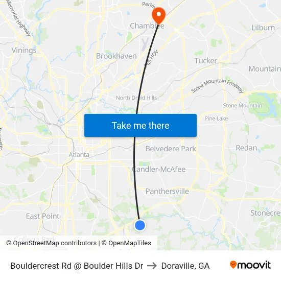 Bouldercrest Rd @ Boulder Hills Dr to Doraville, GA map