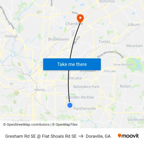 Gresham Rd SE @ Flat Shoals Rd SE to Doraville, GA map