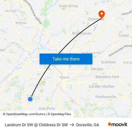 Landrum Dr SW @ Childress Dr SW to Doraville, GA map