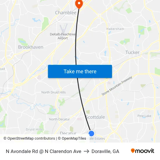 N Avondale Rd @ N Clarendon Ave to Doraville, GA map