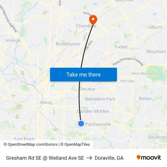 Gresham Rd SE @ Welland Ave SE to Doraville, GA map