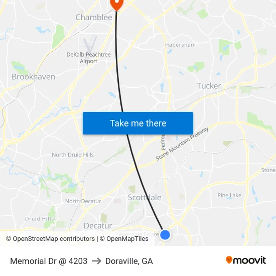 Memorial Dr @ 4203 to Doraville, GA map