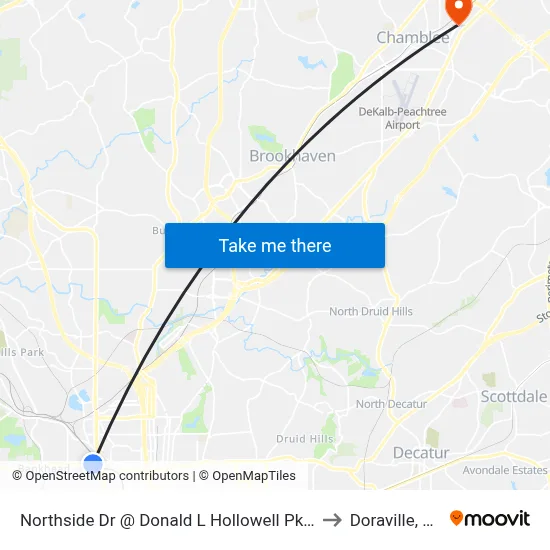 Northside Dr @ Donald L Hollowell Pkwy to Doraville, GA map