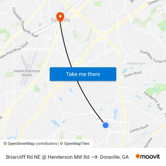 Briarcliff Rd NE @ Henderson Mill Rd to Doraville, GA map