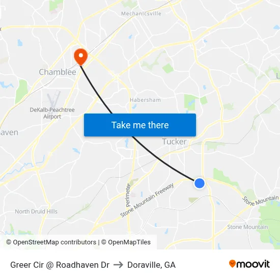 Greer Cir @ Roadhaven Dr to Doraville, GA map