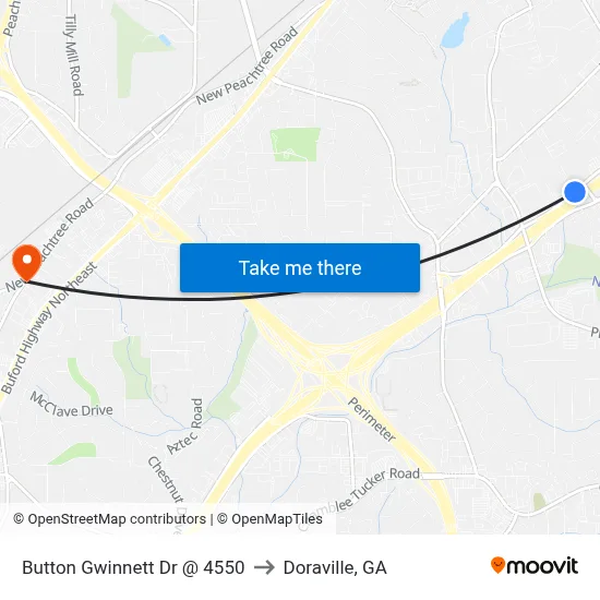 Button Gwinnett Dr @ 4550 to Doraville, GA map