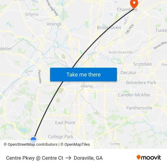 Centre Pkwy @ Centre Ct to Doraville, GA map