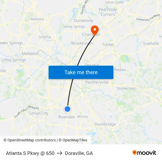 Atlanta S Pkwy @ 650 to Doraville, GA map