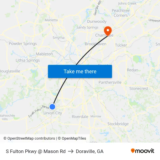 S Fulton Pkwy @ Mason Rd to Doraville, GA map