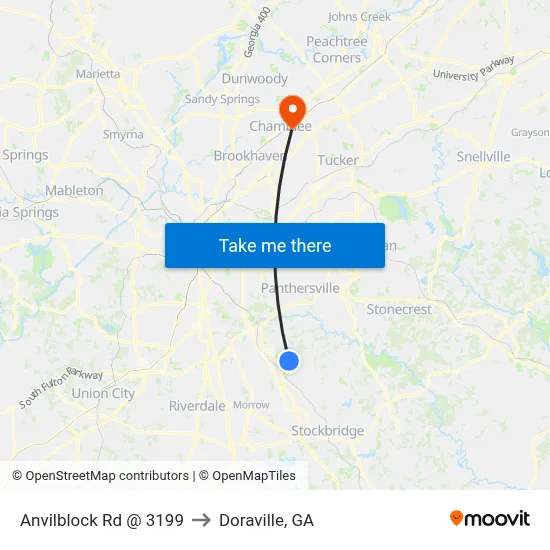Anvilblock Rd @ 3199 to Doraville, GA map
