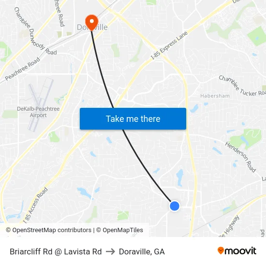 Briarcliff Rd @ Lavista Rd to Doraville, GA map