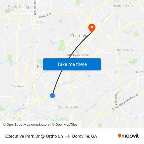 Executive Park Dr @ Ortho Ln to Doraville, GA map