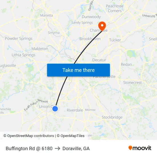 Buffington Rd @ 6180 to Doraville, GA map