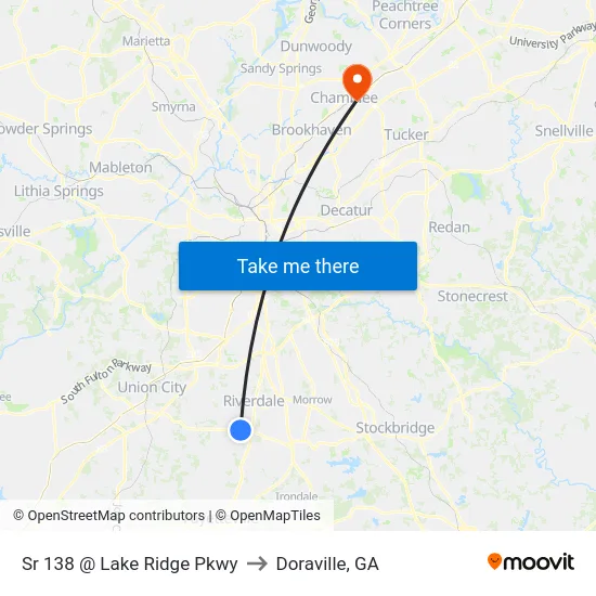 Sr 138 @ Lake Ridge Pkwy to Doraville, GA map