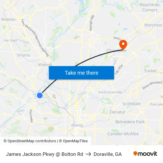 James Jackson Pkwy @ Bolton Rd to Doraville, GA map