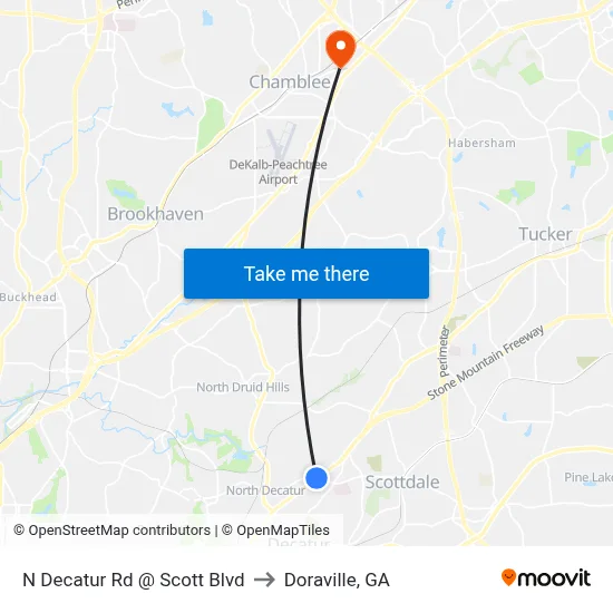 N Decatur Rd @ Scott Blvd to Doraville, GA map