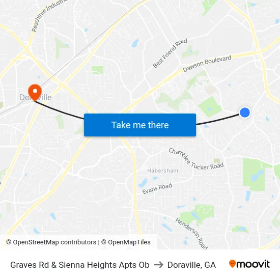 Graves Rd & Sienna Heights Apts Ob to Doraville, GA map