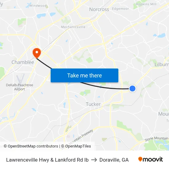 Lawrenceville Hwy & Lankford Rd Ib to Doraville, GA map