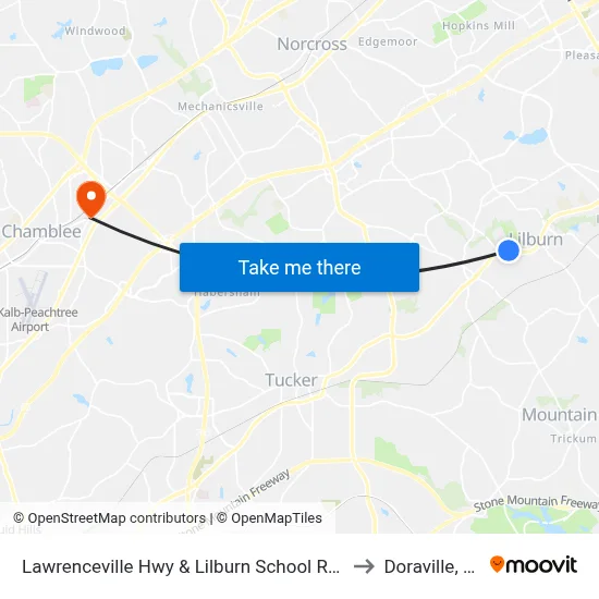 Lawrenceville Hwy & Lilburn School Rd Ob to Doraville, GA map